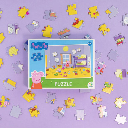 Caja y distintas piezas del Puzzle Peppa Pig Habitación (60 piezas) para niños a partir de 4 años