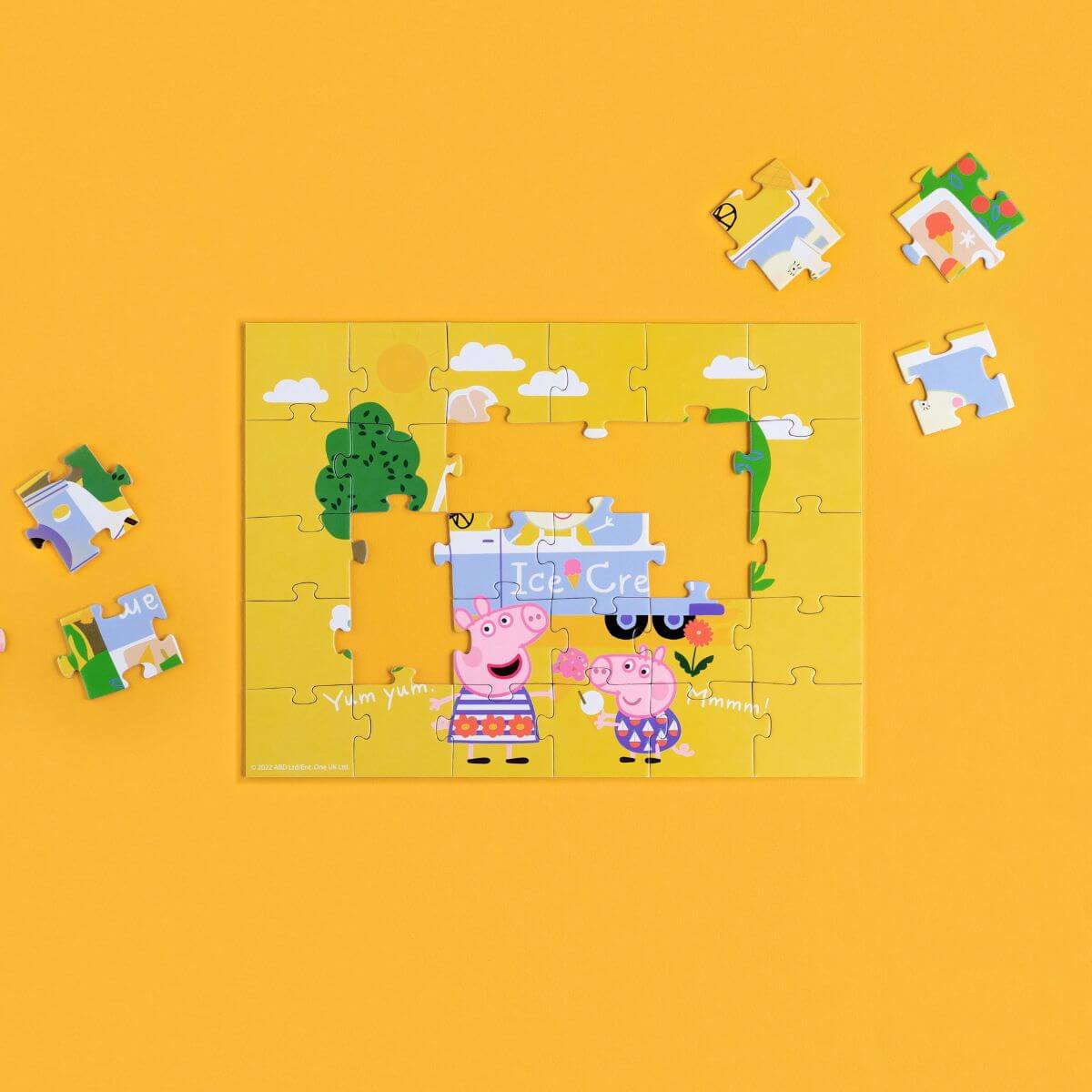 Detalle de la imagen y piezas del Puzzle Peppa Pig Helados (30 piezas) de Dodo para niños de 3 años