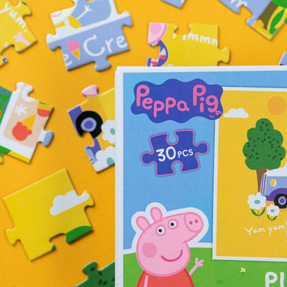 Esquina superior de la caja del Puzzle Peppa Pig Helados (30 piezas) de Dodo para niños de 3 años