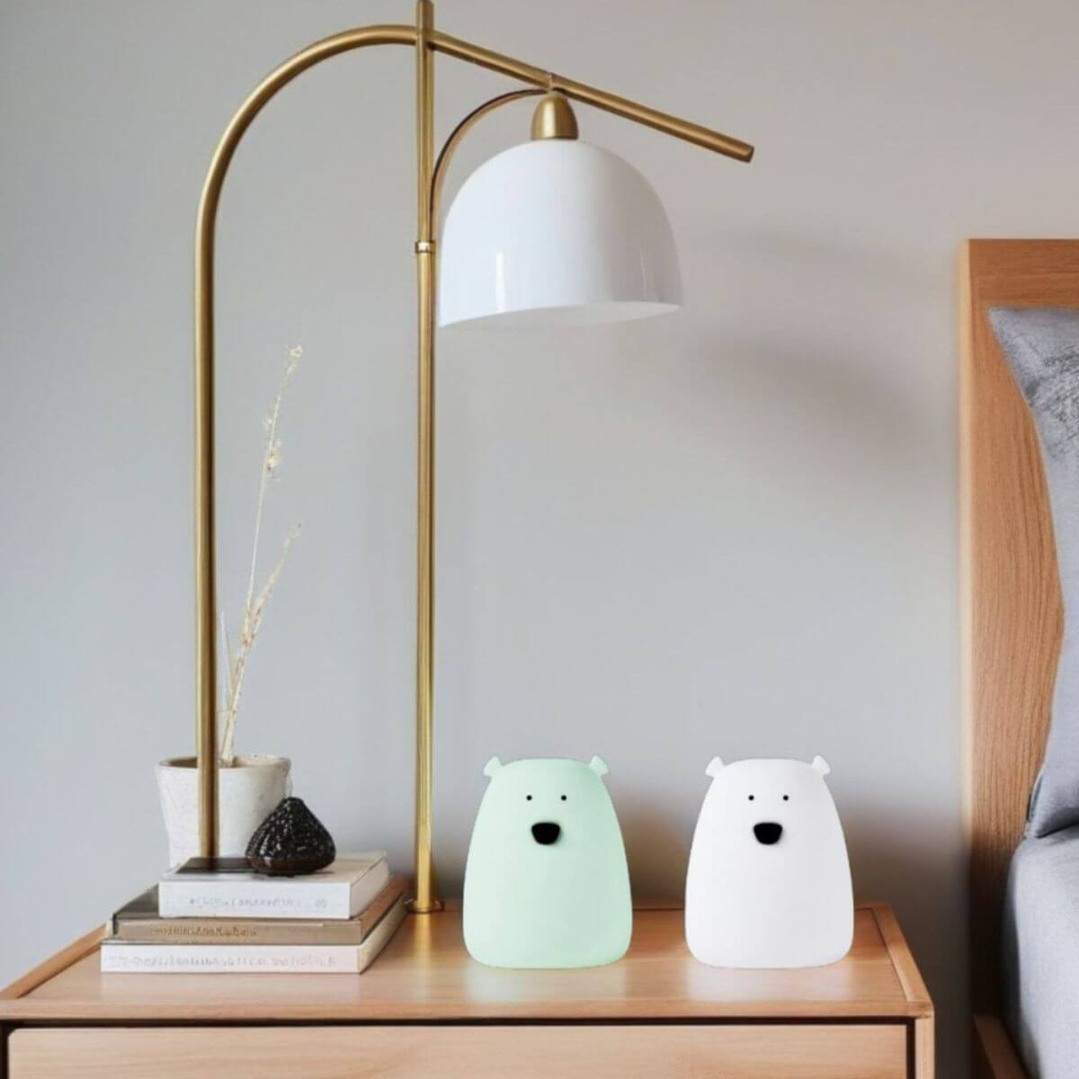 Set de 2 Mini Llums Ós Blanc & Menta