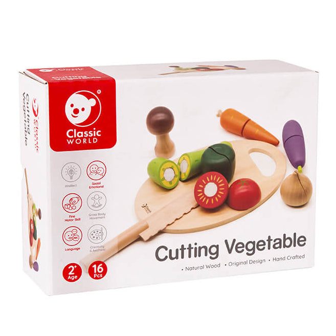 caja del set de cortar verduras con tabla y cuchillo Classic World