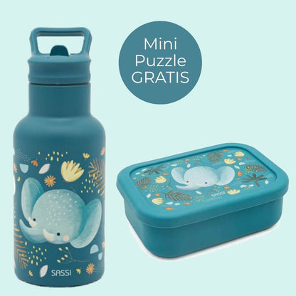 Set Elefante - Botella térmica + Fiambrera infantil