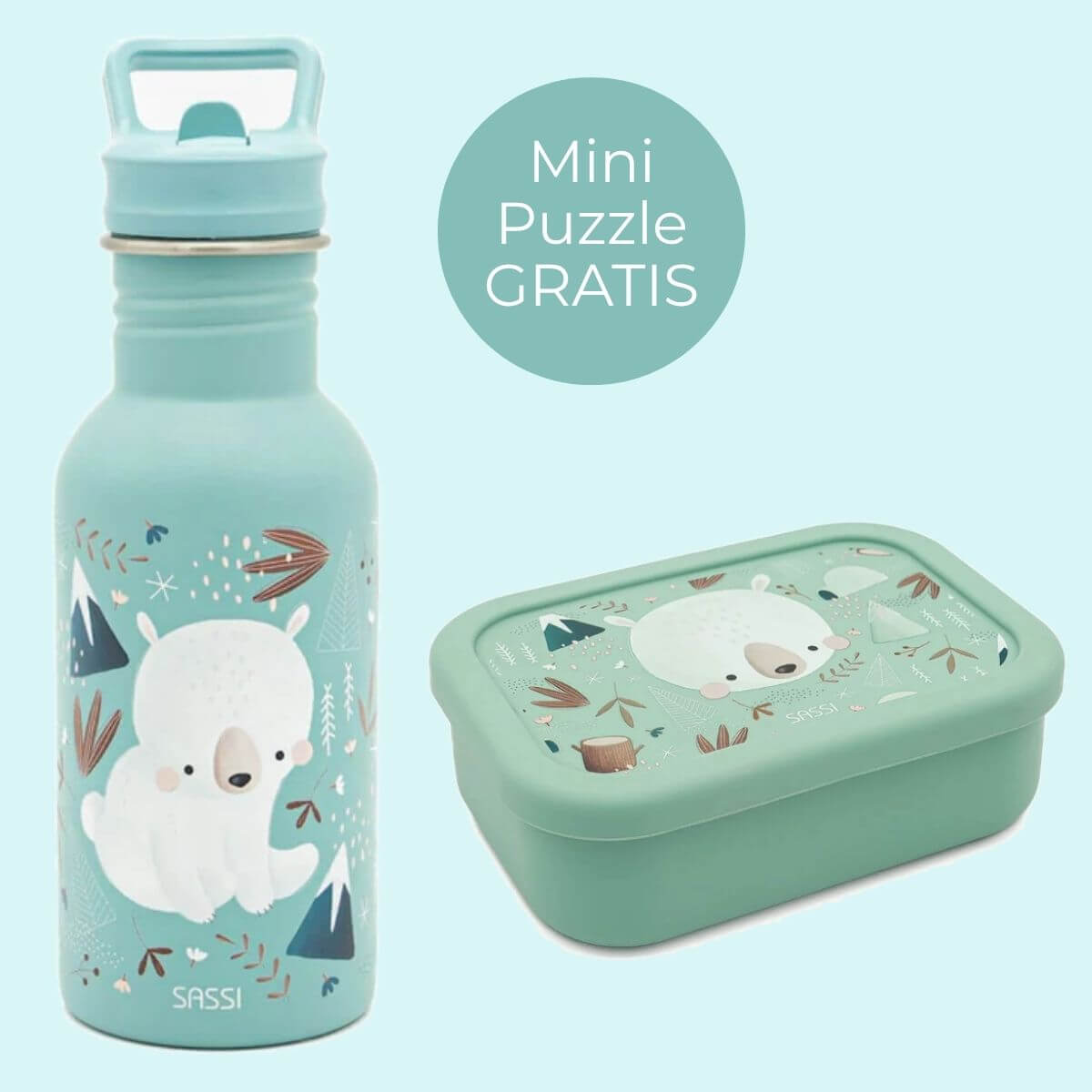 Set Oso Polar - Botella + Fiambrera infantil