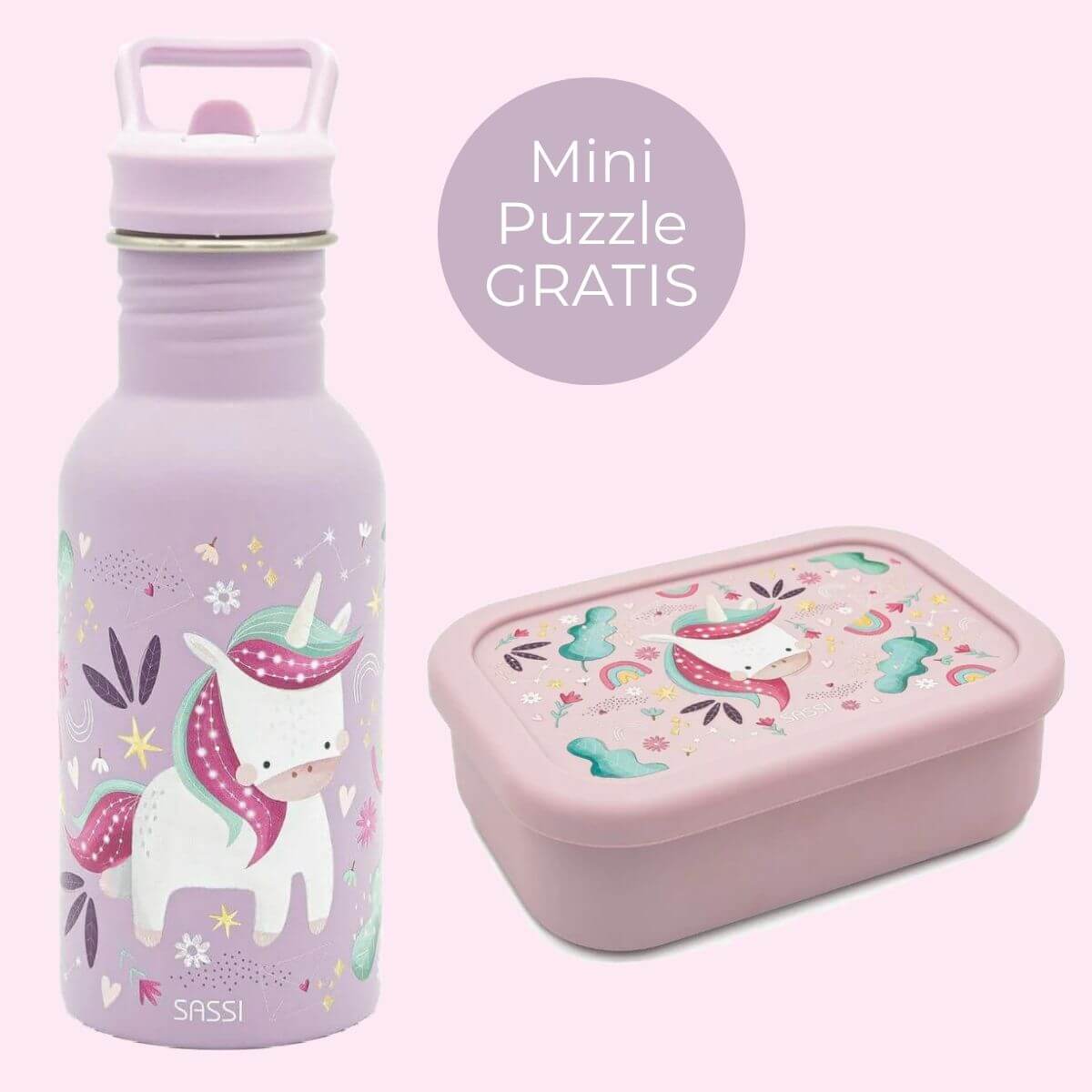 Set Unicornio (Botella + Fiambrera)