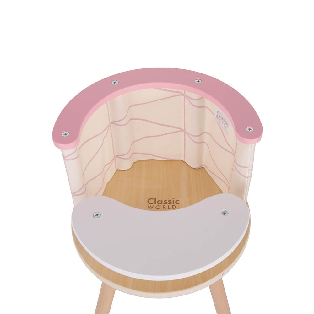 Trona de madera para muñecas recomendada a partir de los 3 años