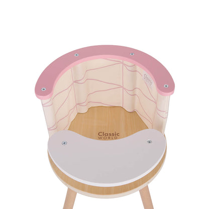 Trona de madera para muñecas recomendada a partir de los 3 años