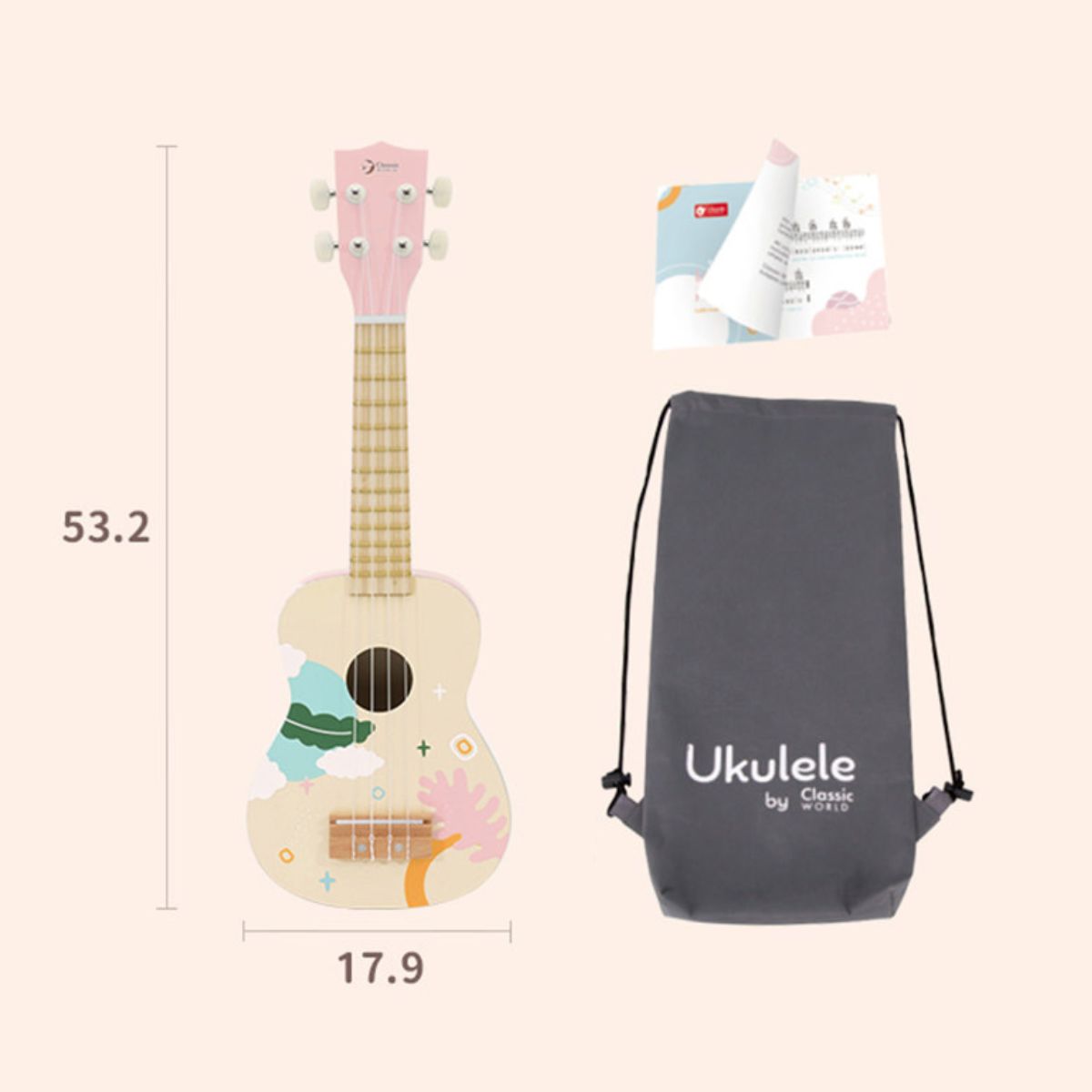 ukelele infantil con librito de partituras