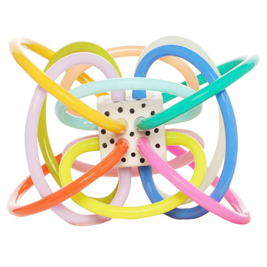 mordedor sonajero de aros entrelazados coloridos Winkel Colorpop Manhattan Toy