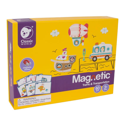 juego magnético de transportes Classic World caja con 60 piezas y 12 modelos