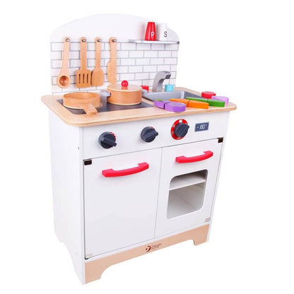 cocinita de madera Cocina del Chef Classic World con fogones, horno y fregadero para niños a partir de 3 años