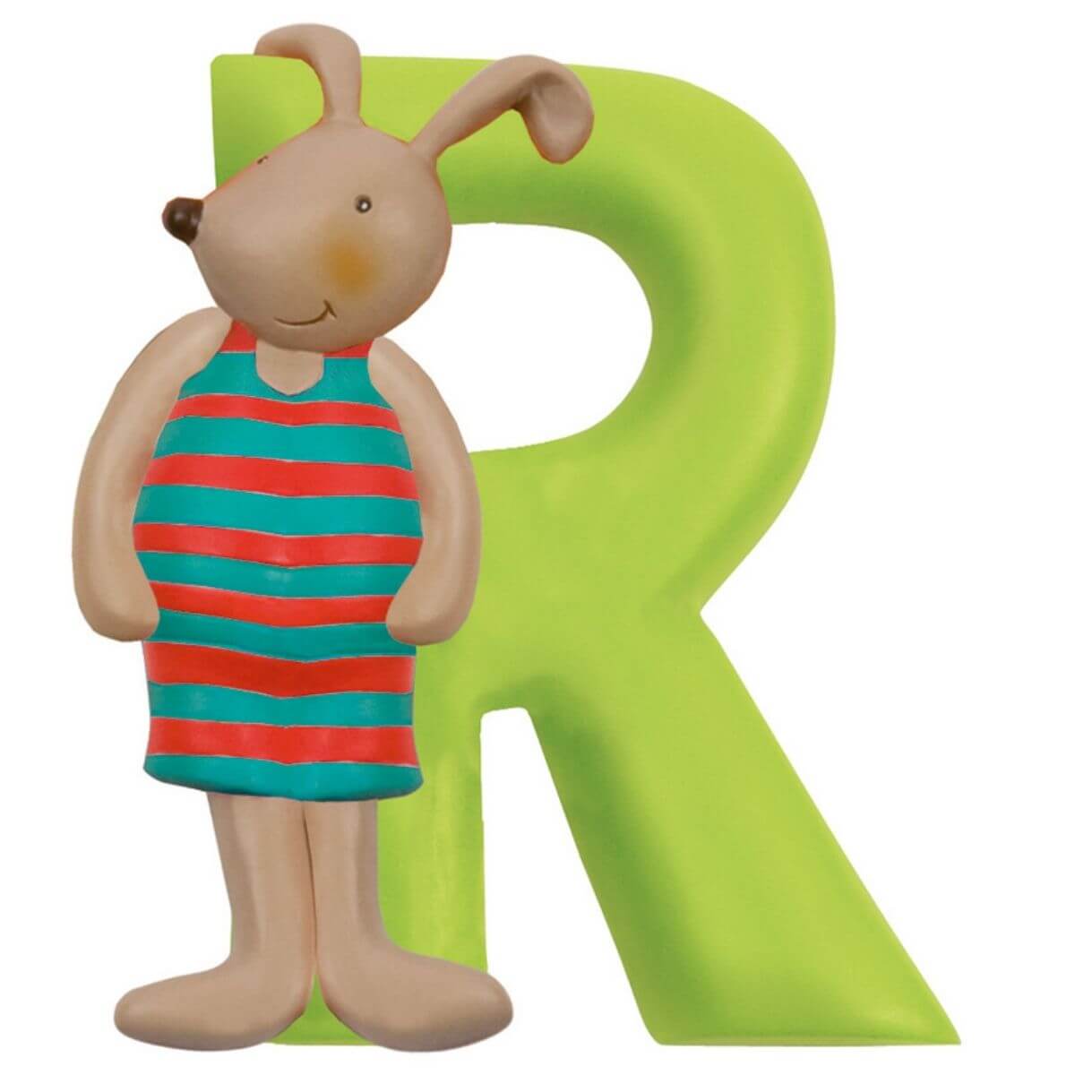 Letra infantil de resina R verde Moulin Roty