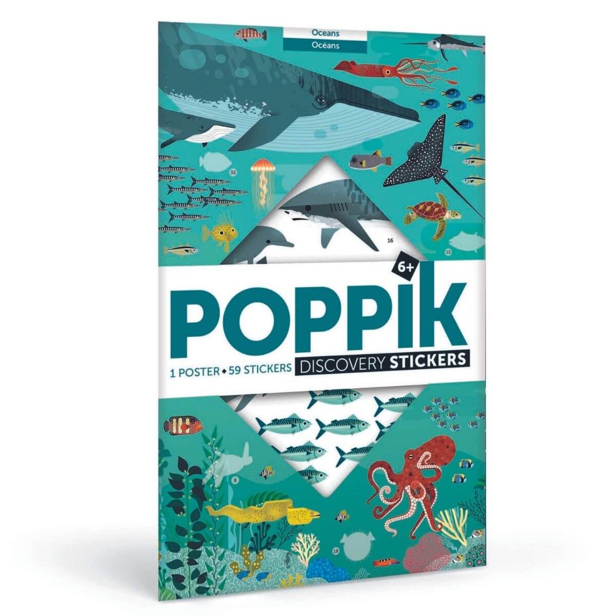 Póster educativo de Pegatinas Animales Marinos Poppik