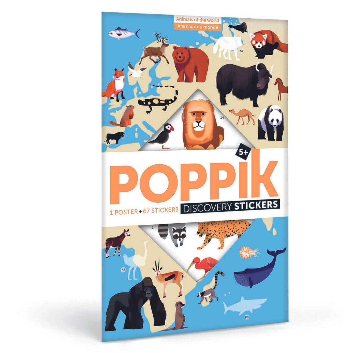 Póster educativo de Pegatinas Animales del Mundo Poppik