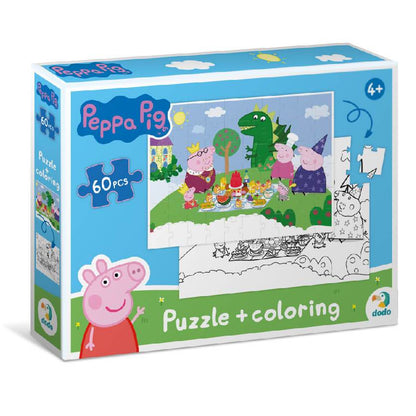 Puzzle 2 en 1 para colorear Peppa Pig Banquete real (60 piezas) 
