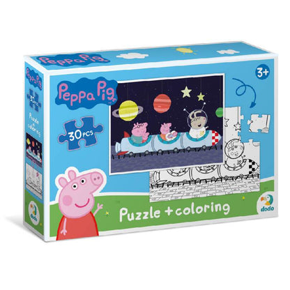 Puzzle 2 en 1 para colorear Peppa Pig Nave espacial (30 piezas) 