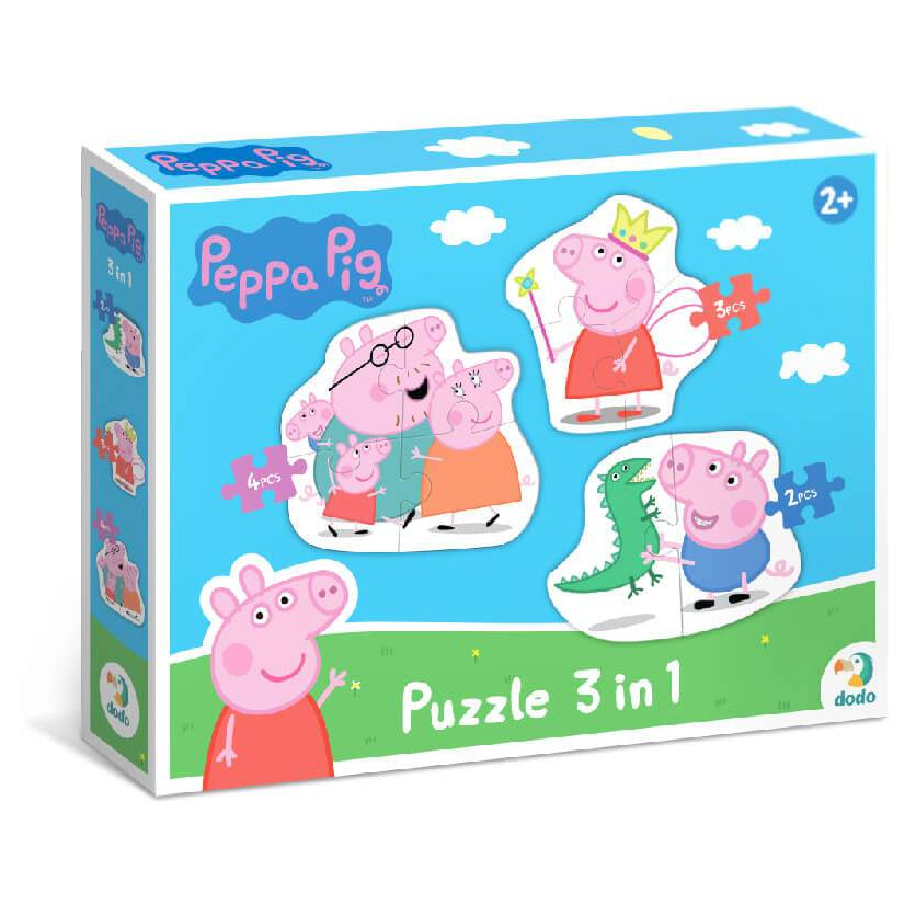 Caja del puzzle evolutivo 3 en 1 Peppa Pig Familia de Dodo