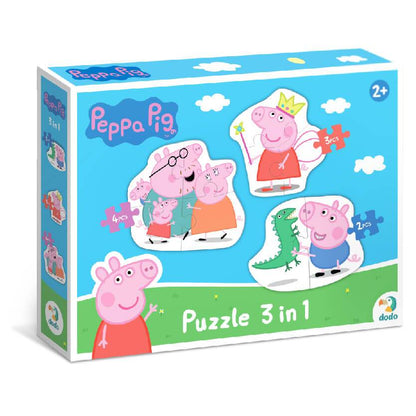Caja del puzzle evolutivo 3 en 1 Peppa Pig Familia de Dodo