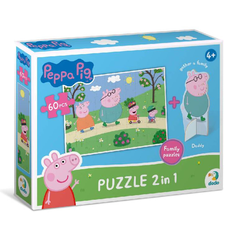 puzzle Peppa Pig 60 piezas con figura de Papa Pig Dodo
